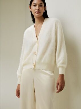 Lilysilk Hestia Cardigan, Brushed Cashmere, Cream